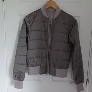 Lululemon Non Stop Reversible Bomber Jacket Dark Chrome light grey sz 4